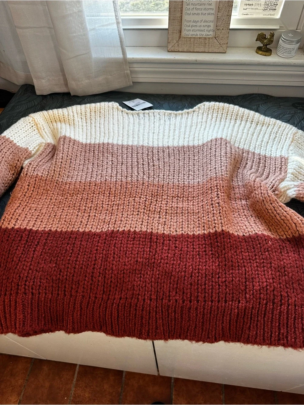 Forever 21 Colorblock Crewneck Sweater in Cream, Blush & Rust